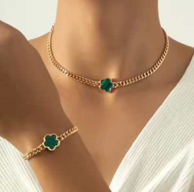 Trébol de la Suerte- Colgante y pulsera trébol de Acero inoxidable