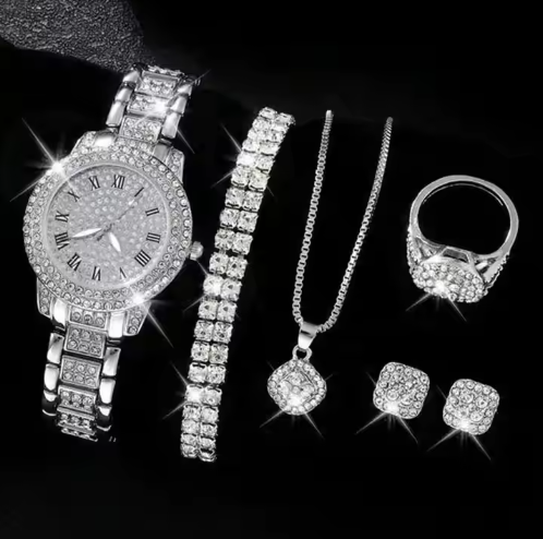 Superpack de Lujo- Collar-Pulsera-Anillos-Pendientes-Reloj
